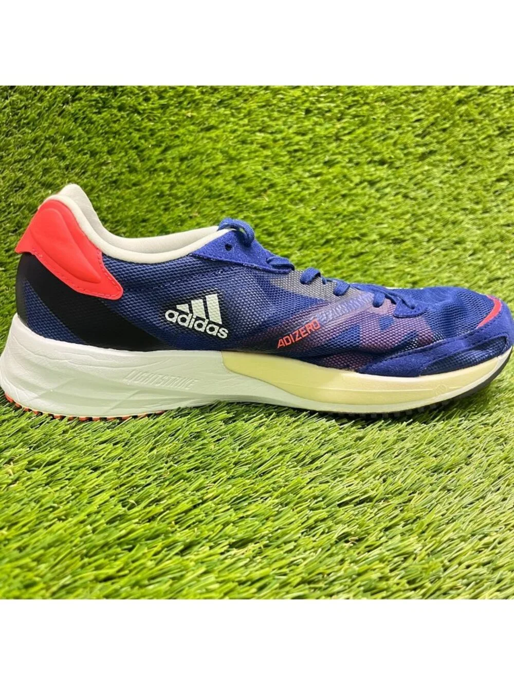 Adidas Adizero Adios 6 Mens Size 8.5 Blue White Athletic Running Shoes Sneakers